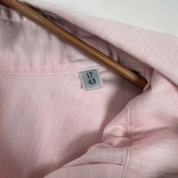 Stenströms Fitted Body Pink Button Down Shirt Mens Size 17 43 Twofold Cotton - Picture 7 of 13